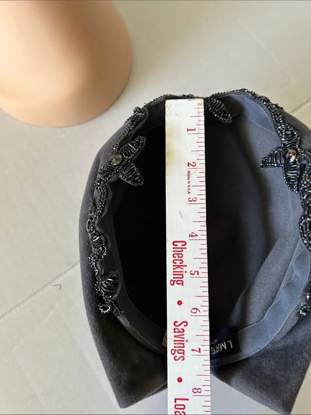AURORE TRUE VINTAGE 1950s GRAY FELT/ART DECO COCKTAIL HAT MADE IN FRANCE